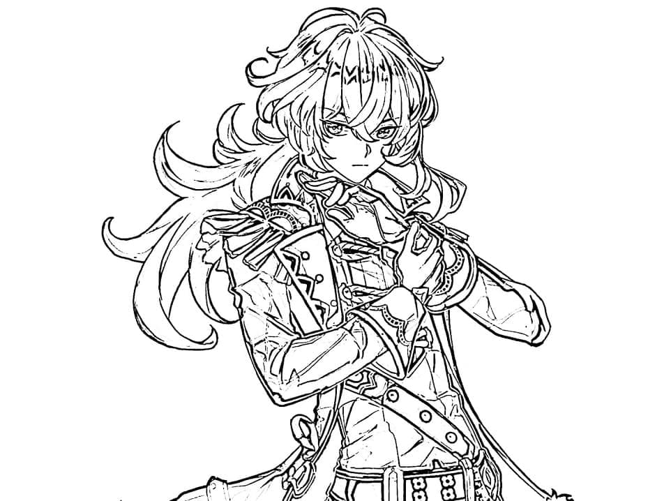 Genshin Impact Diluc Tegninger til Farvelægning