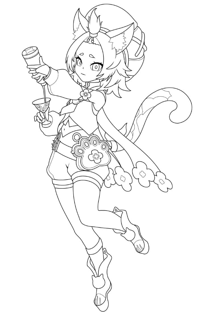 Genshin Impact Diona Tegninger til Farvelægning