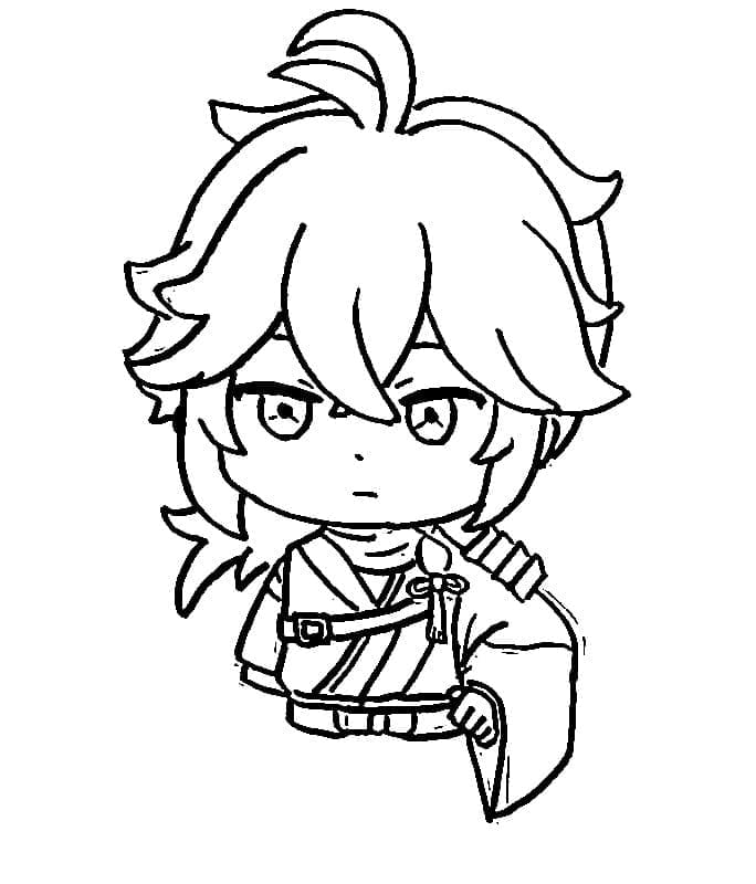 Genshin Impact Kazuha Tegninger til Farvelægning