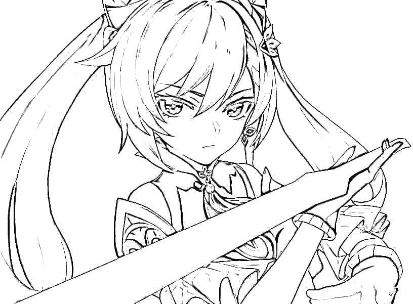 Genshin Impact Keqing Tegninger til Farvelægning