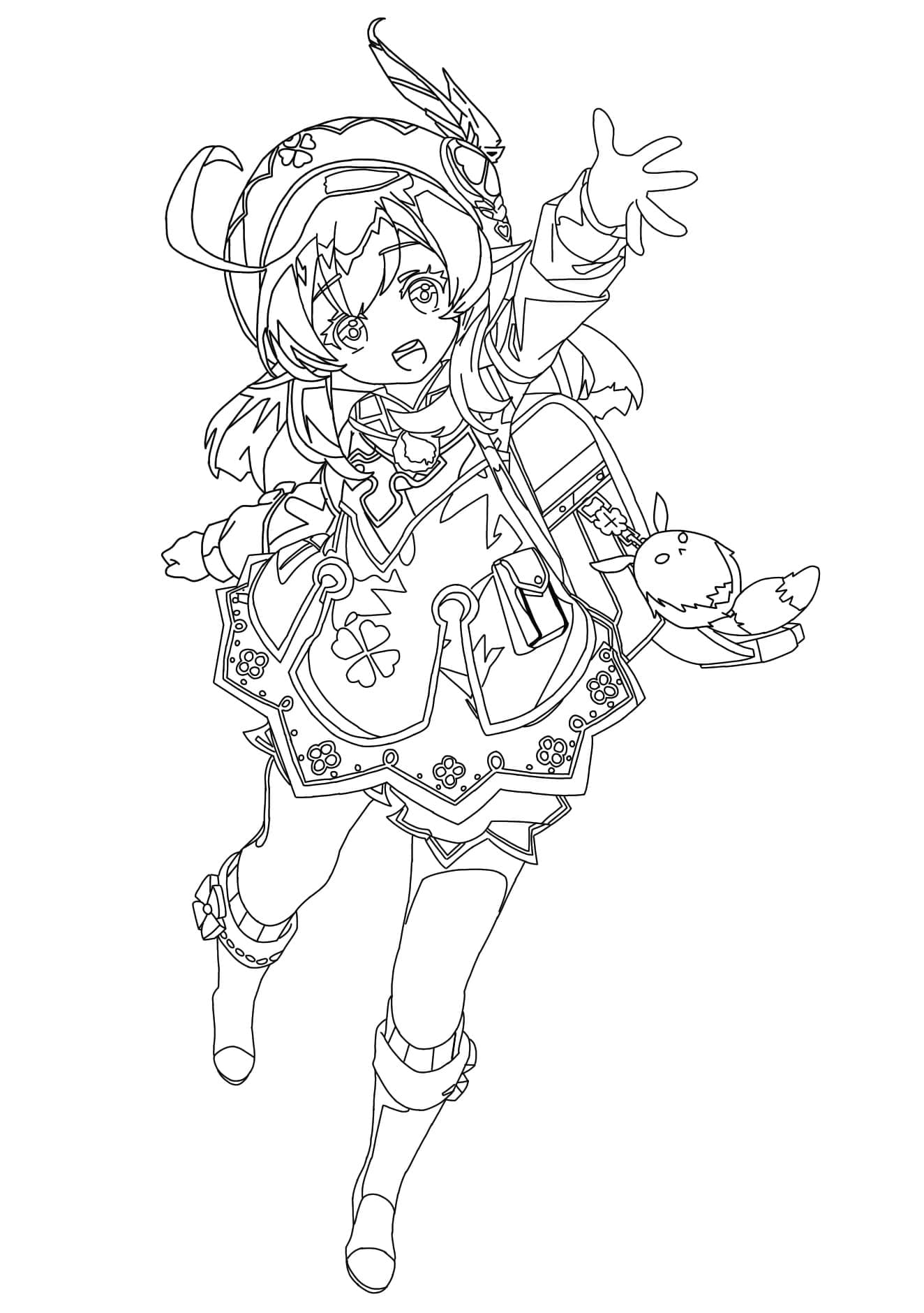 Genshin Impact Klee Tegninger til Farvelægning