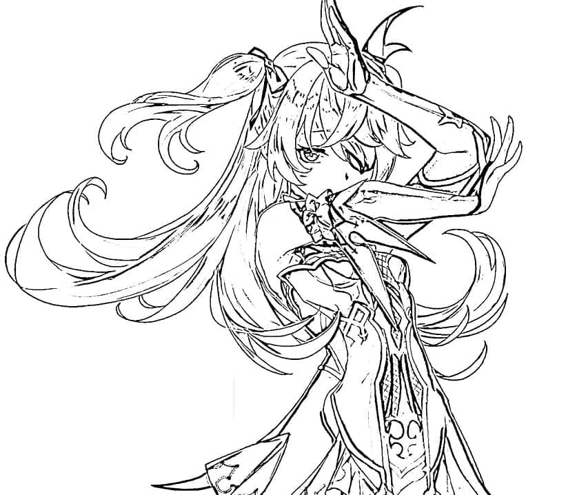 Genshin Impact Mona Tegninger til Farvelægning