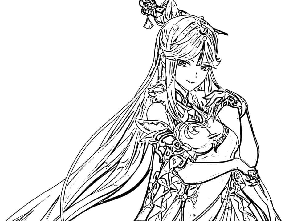 Genshin Impact Ningguang Tegninger til Farvelægning