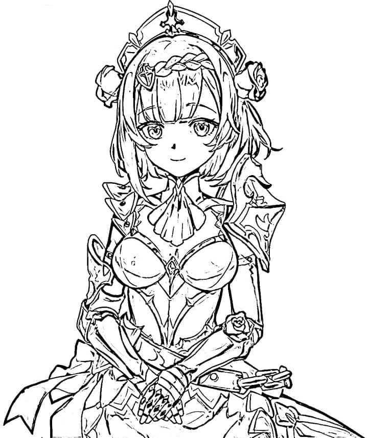 Genshin Impact Noelle Tegninger til Farvelægning