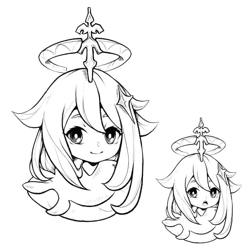 Genshin Impact Paimon Tegninger til Farvelægning