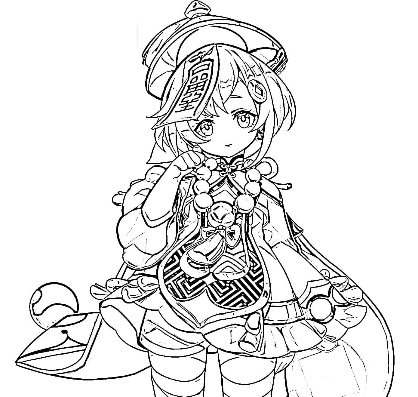 Genshin Impact Qiqi Tegninger til Farvelægning