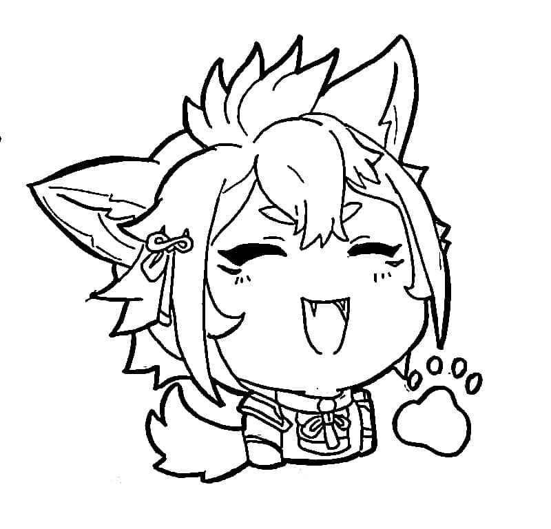 Genshin Impact søde Gorou Tegninger til Farvelægning