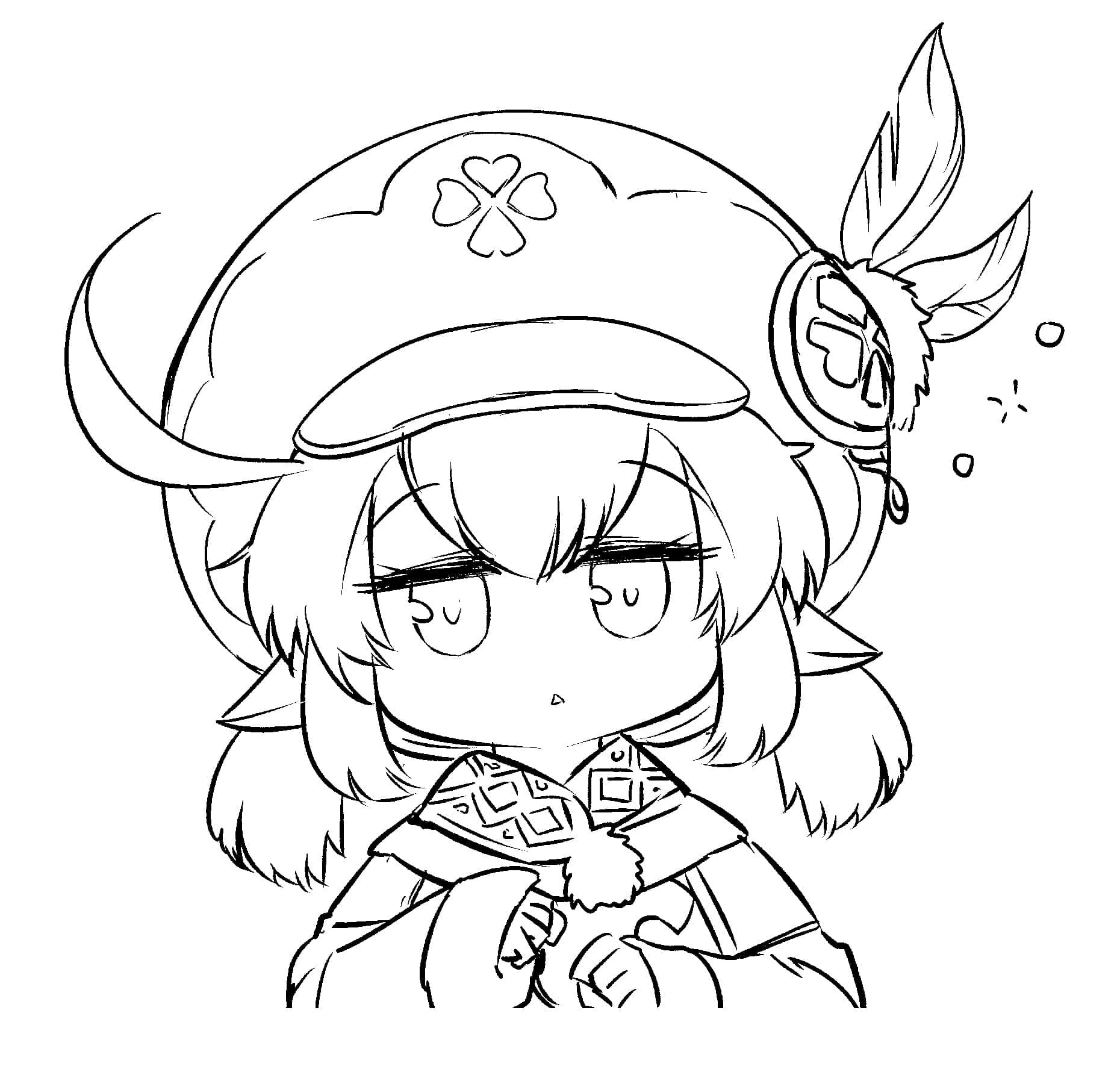 Genshin Impact søde Klee Tegninger til Farvelægning