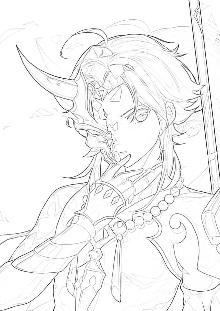 Genshin Impact Sucrose Tegninger til Farvelægning