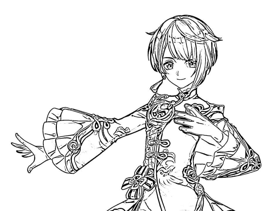Genshin Impact Xiangling Tegninger til Farvelægning