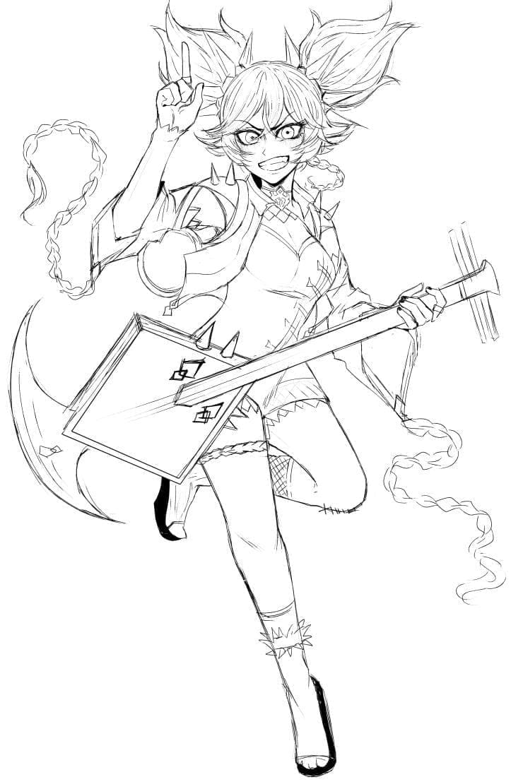 Genshin Impact Xinyan Tegninger til Farvelægning