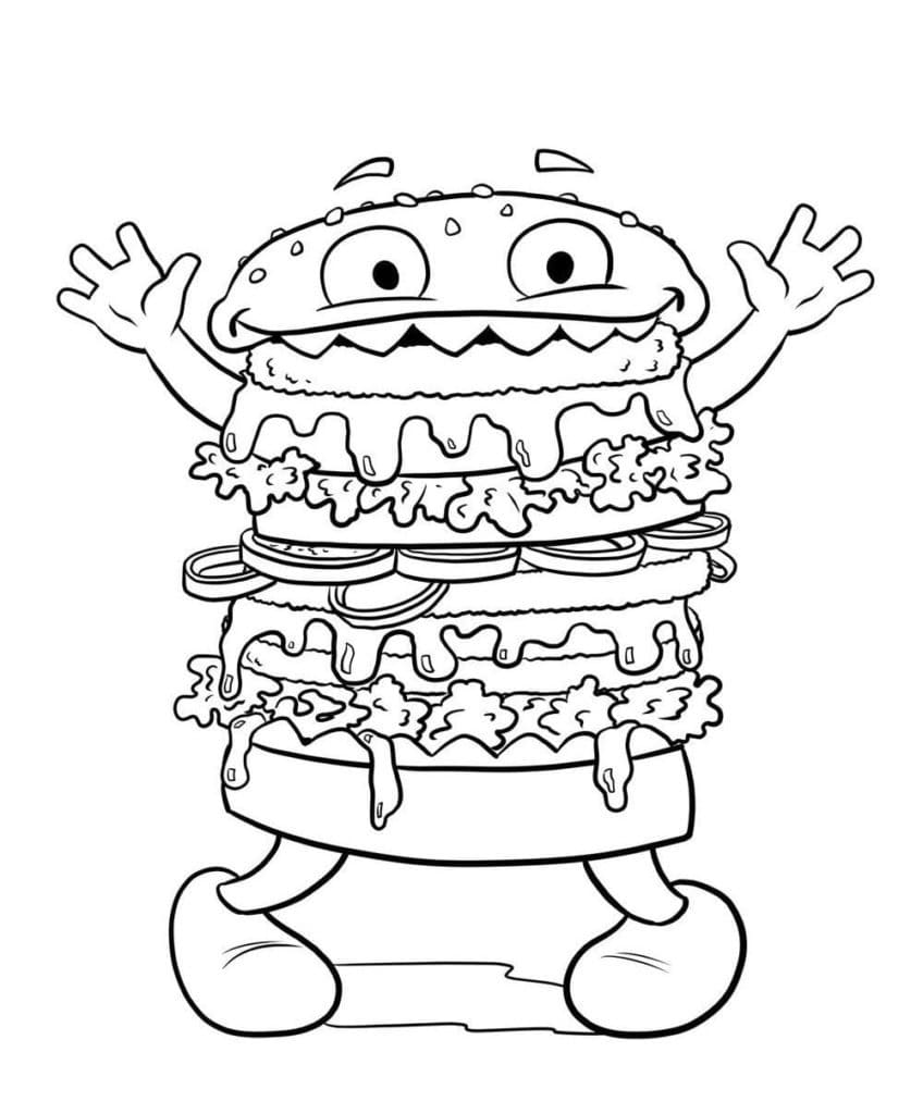 Hamburgermonster Tegninger til Farvelægning