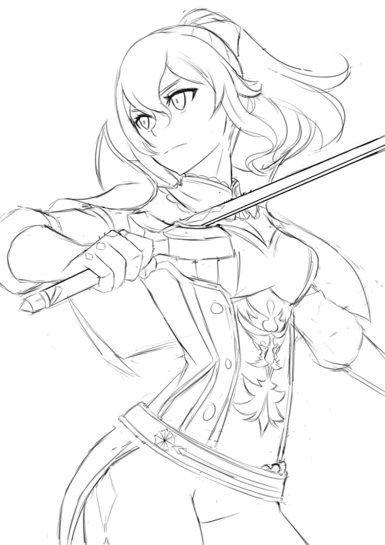 Jean Genshin Impact Tegninger til Farvelægning