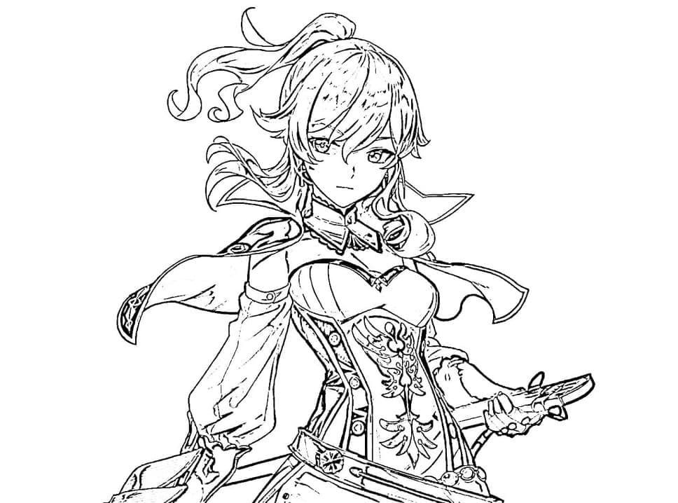 Jean i Genshin Impact Tegninger til Farvelægning