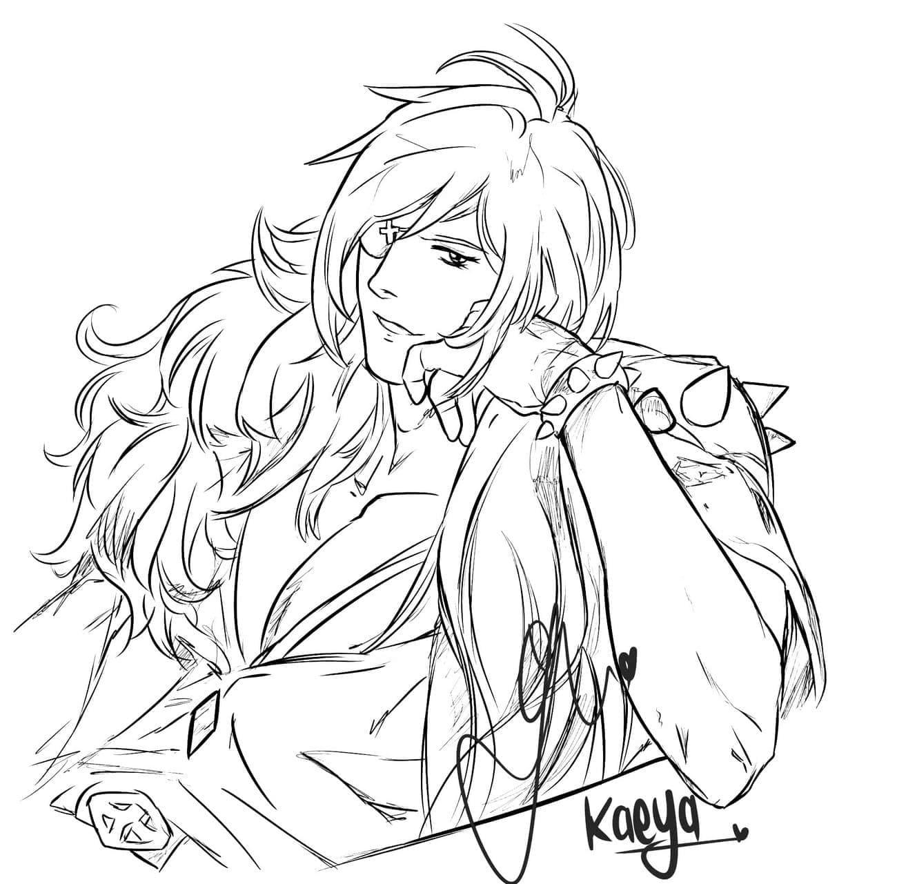 Kaeya Genshin Impact Tegninger til Farvelægning