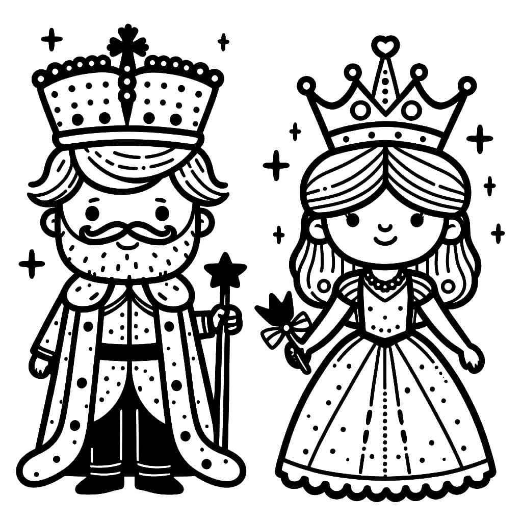 Konge og Dronning afkøle Tegninger til Farvelægning