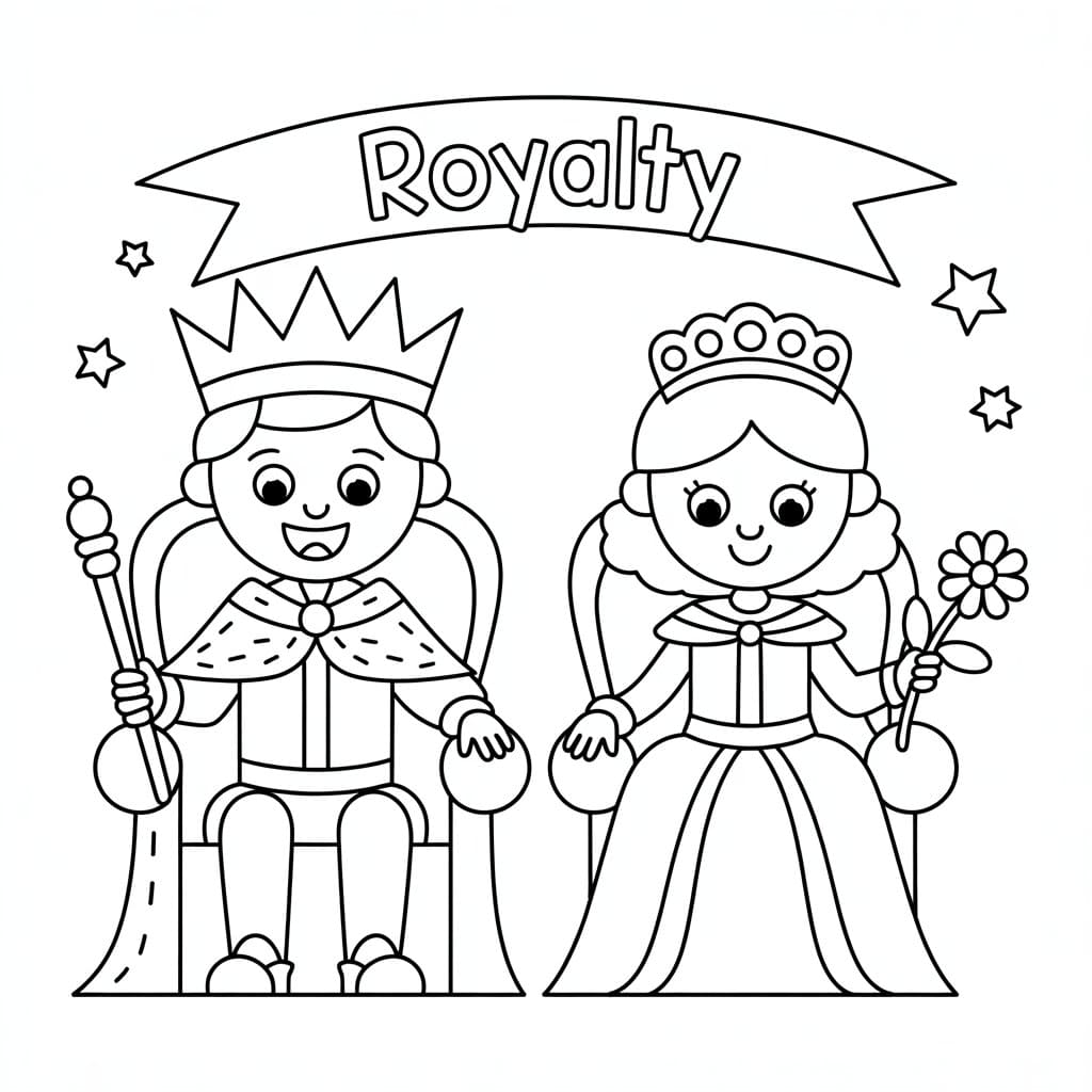 Konge og Dronning for børn Tegninger til Farvelægning