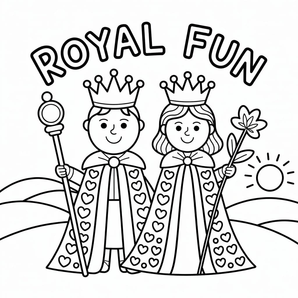 Konge og Dronning for børn gratis Tegninger til Farvelægning