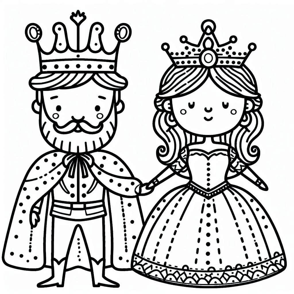 Konge og Dronning gamle Tegninger til Farvelægning