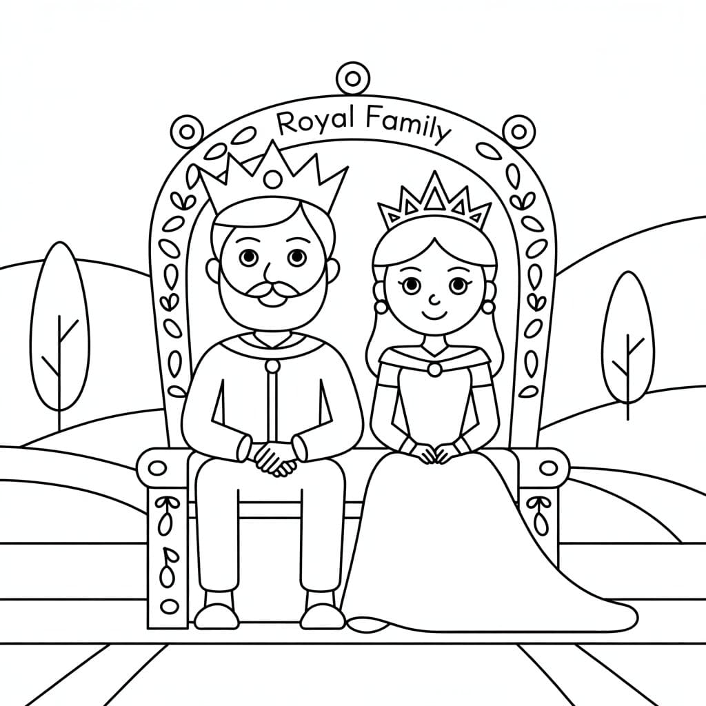 Konge og Dronning gratis for børn Tegninger til Farvelægning