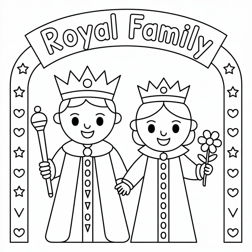 Konge og Dronning meget glad Tegninger til Farvelægning