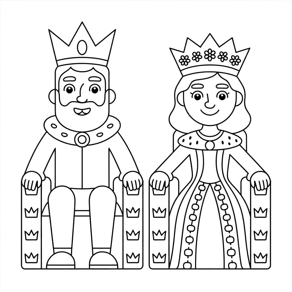 Konge og Dronning nemt Tegninger til Farvelægning