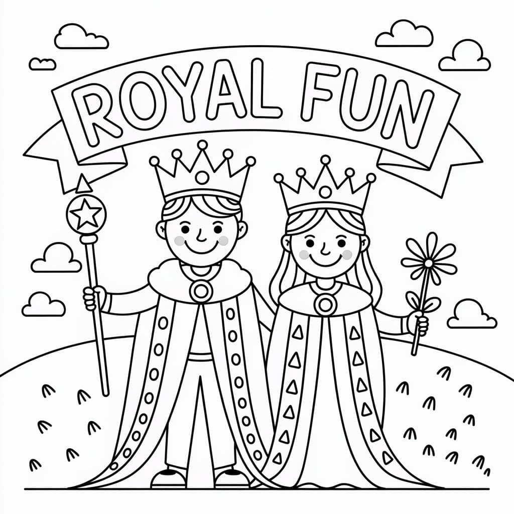 Konge og Dronning sjov Tegninger til Farvelægning