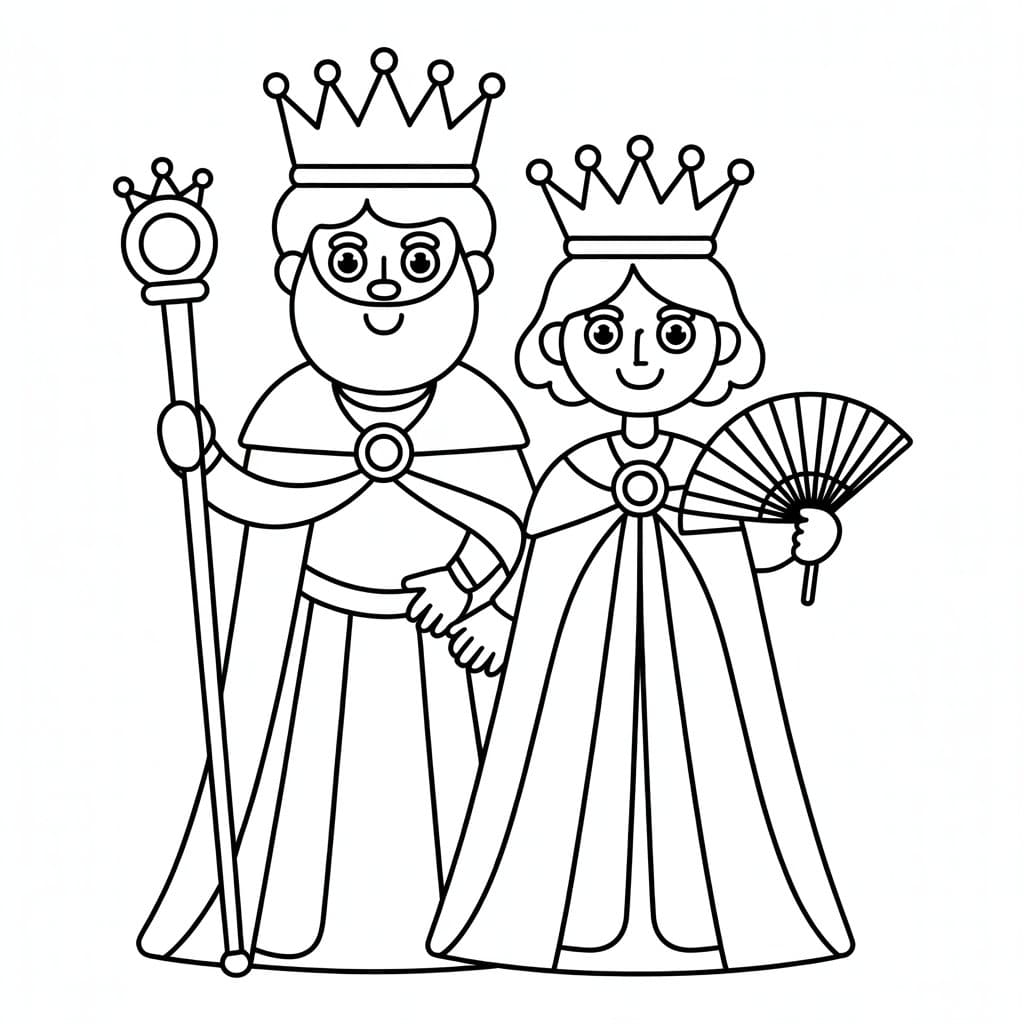 Konge og Dronning skønhed Tegninger til Farvelægning
