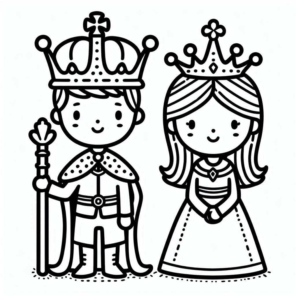 Konge og Dronning voksne Tegninger til Farvelægning