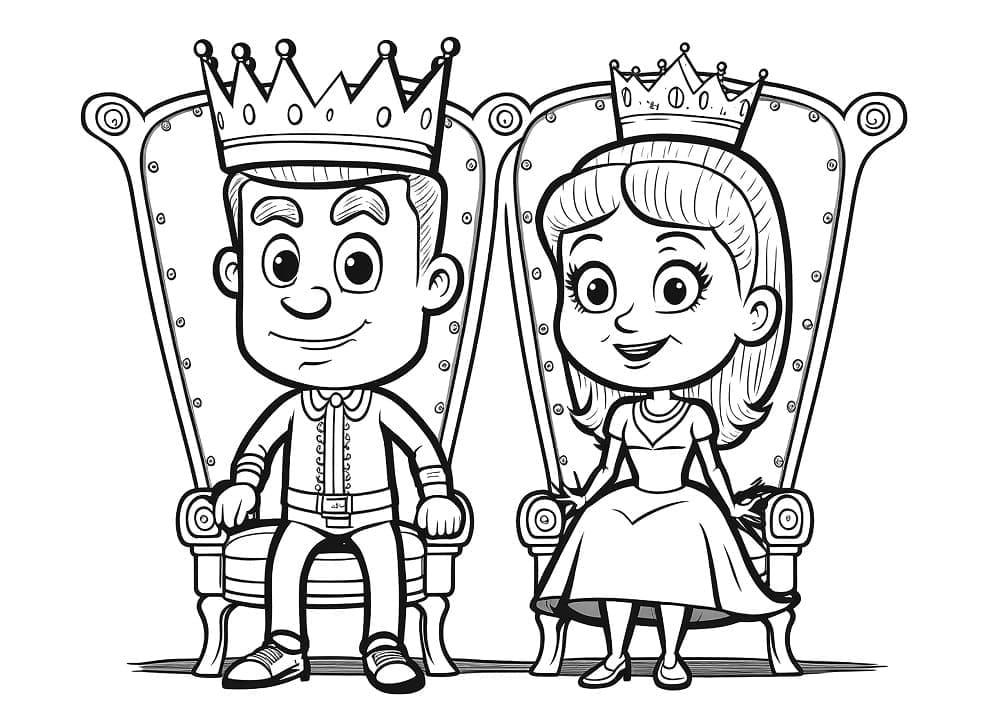 Lille Konge og Dronning Tegninger til Farvelægning