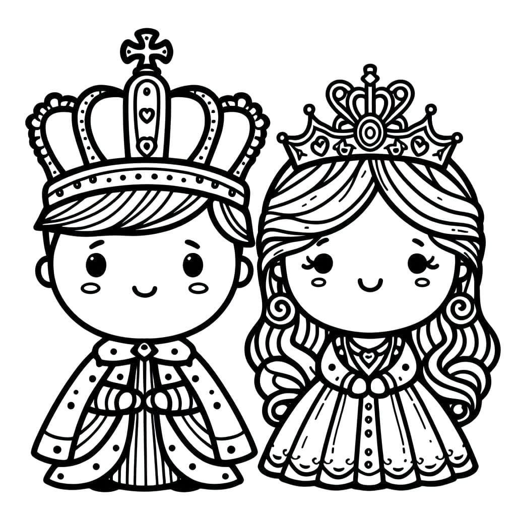 Lille konge og dronning så søde Tegninger til Farvelægning