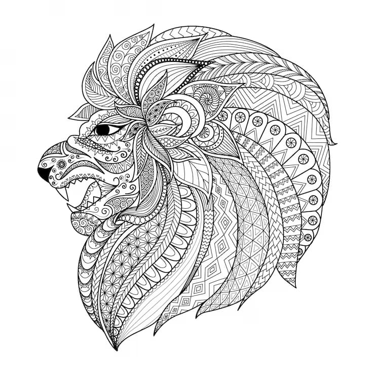 Løve Zentangle Tegninger til Farvelægning