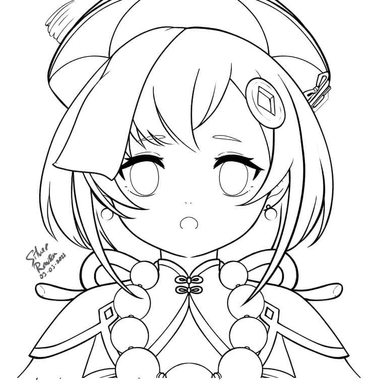 Qiqi i Genshin Impact Tegninger til Farvelægning