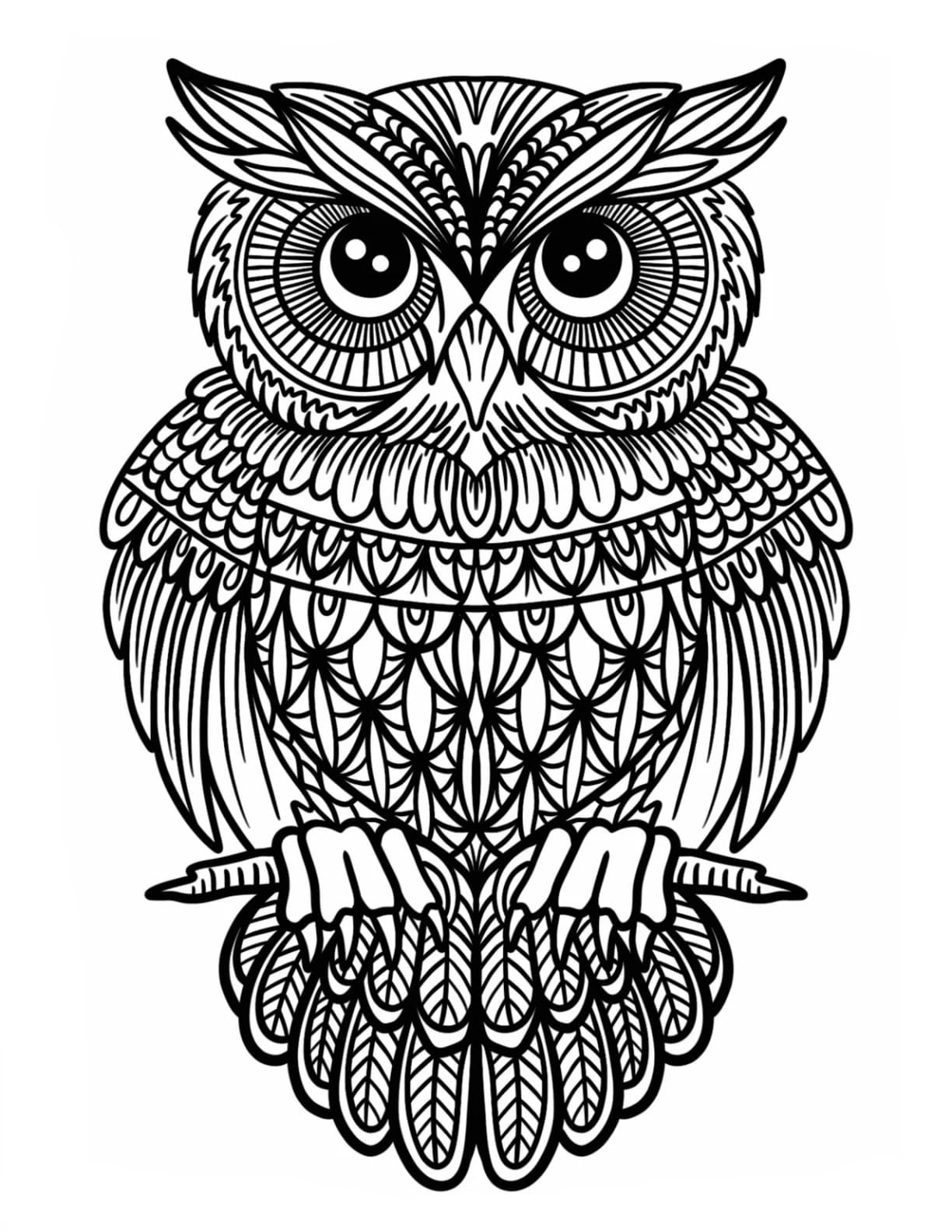 Realistisk ugle Zentangle Tegninger til Farvelægning