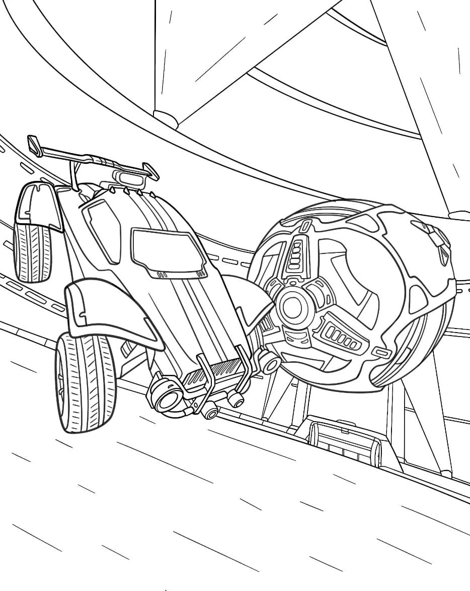 Rocket League kampbil i luften Tegninger til Farvelægning