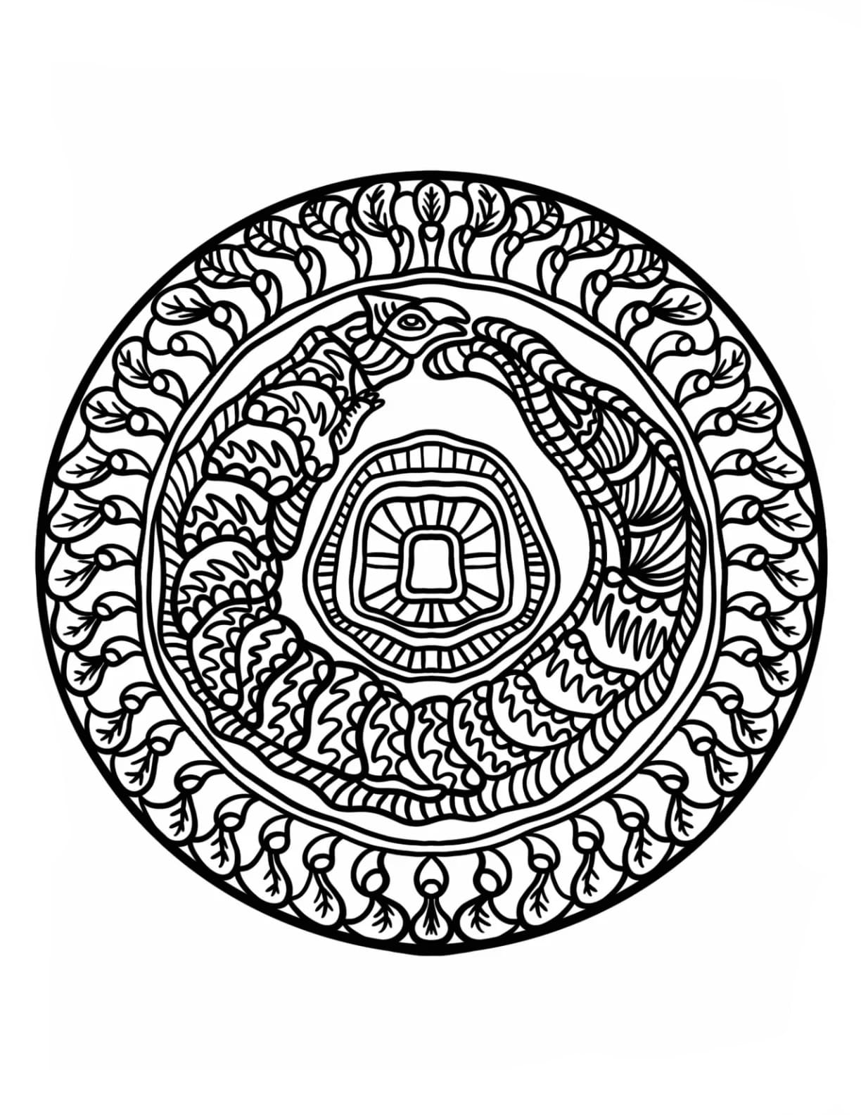 Slange Zentangle Tegninger til Farvelægning