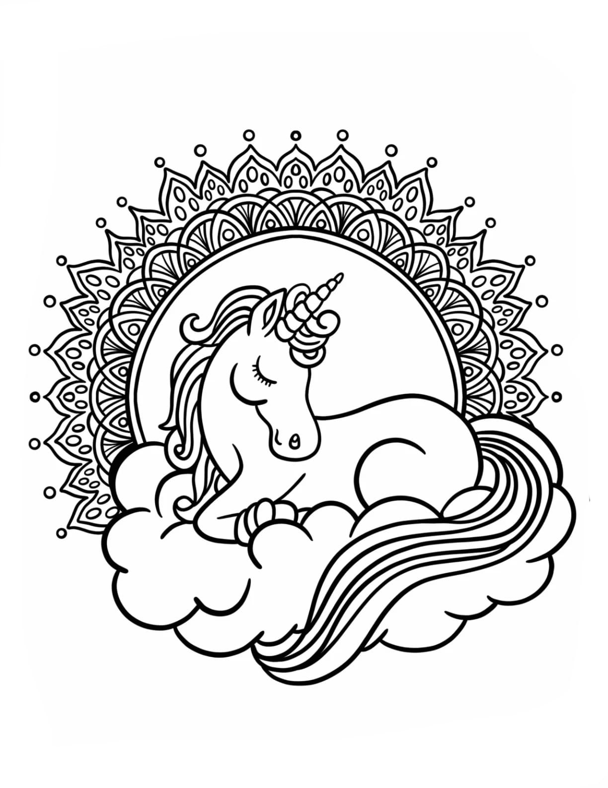 Sød enhjørning Zentangle Tegninger til Farvelægning