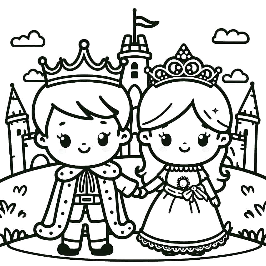 Sød lille konge og dronning Tegninger til Farvelægning
