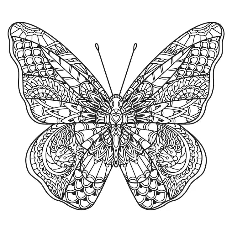 Sommerfugl Zentangle Tegninger til Farvelægning