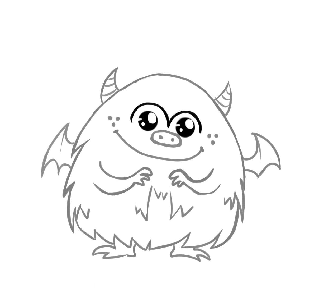 Søt monster JPG Tegninger til Farvelægning