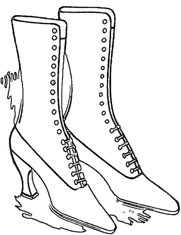 Spidse damestøvler Tegninger til Farvelægning