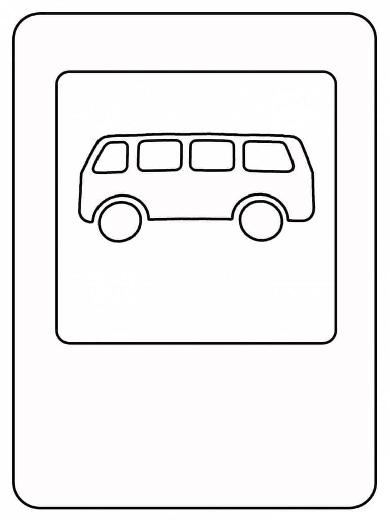 Trafikskilt busstoppested Tegninger til Farvelægning