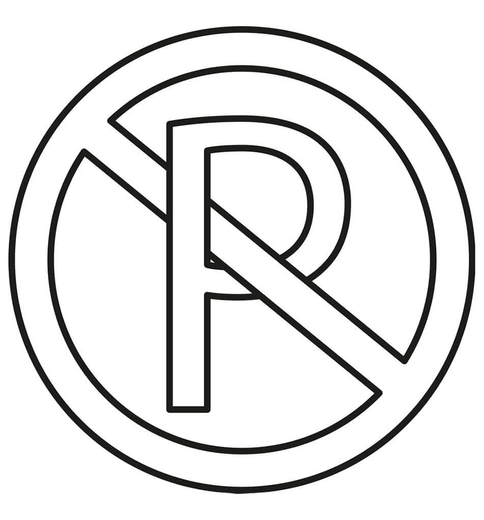 Trafikskilt ingen parkering Tegninger til Farvelægning