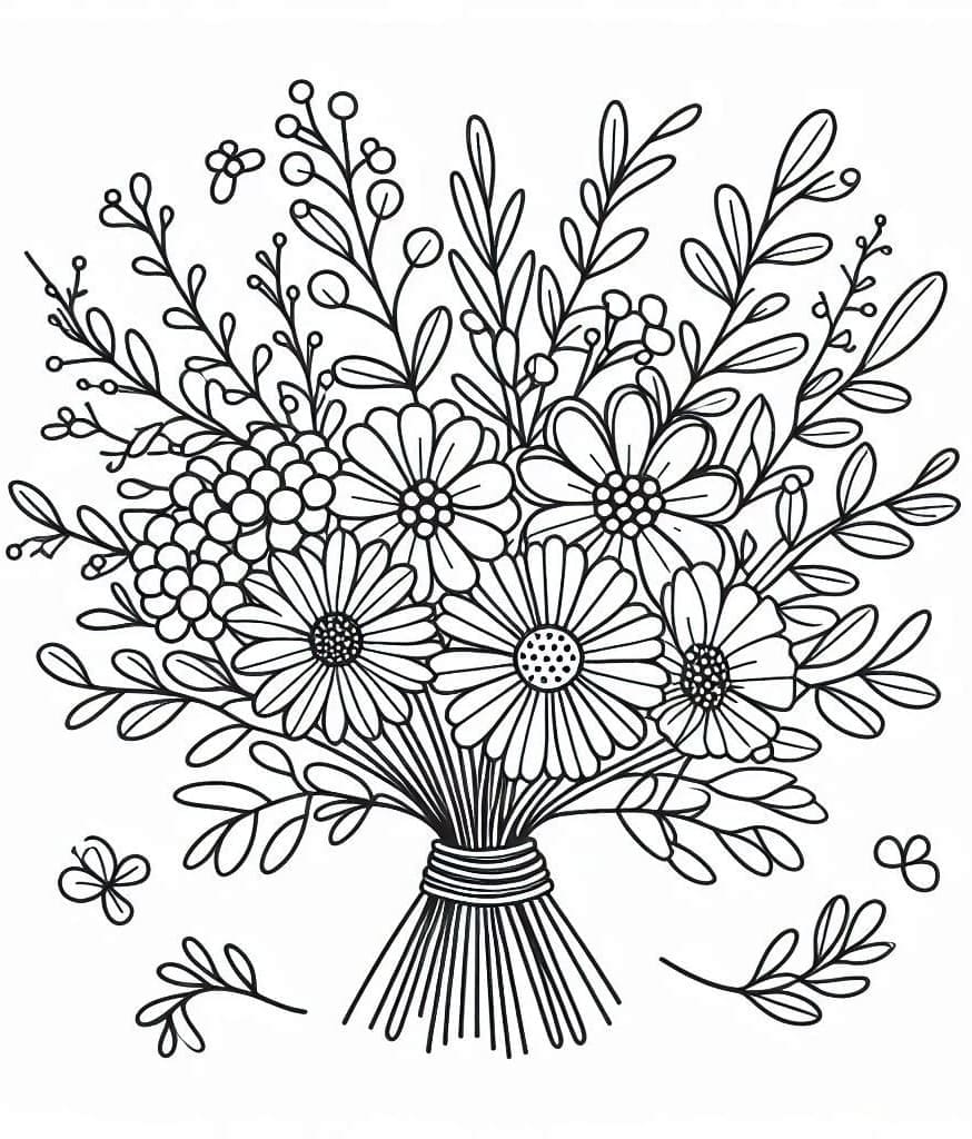 Afkøle blomsterbuket Tegninger til Farvelægning