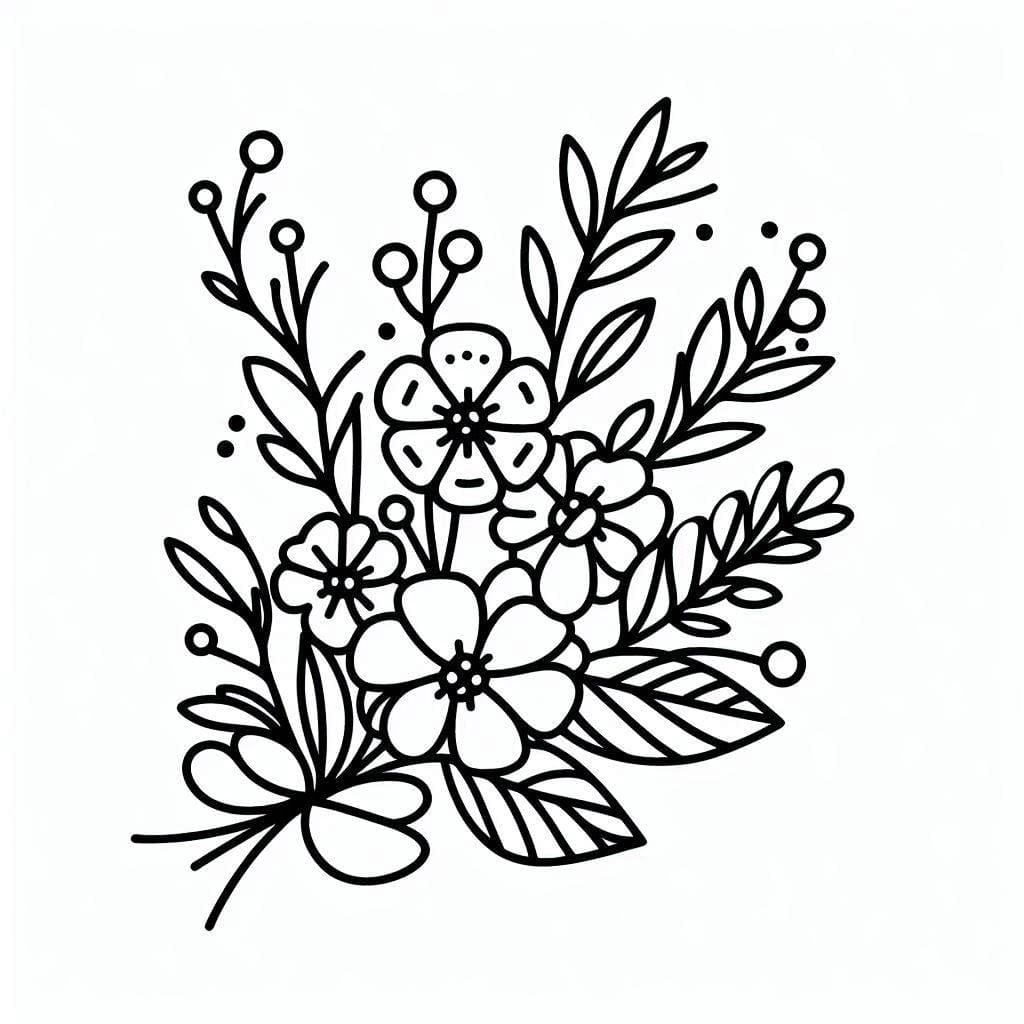 Blomsterbuket alm Tegninger til Farvelægning