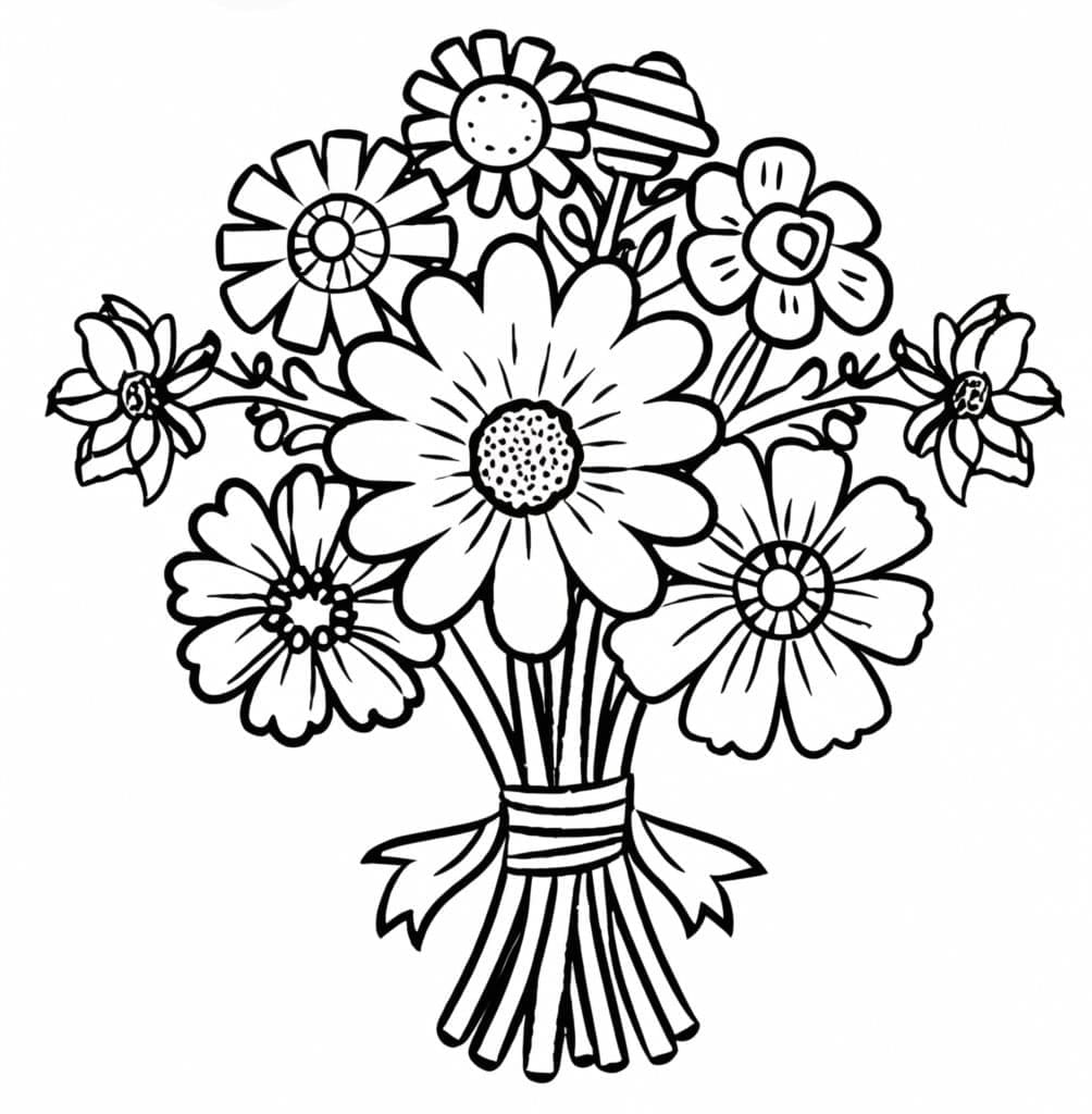 Blomsterbuket gratis Tegninger til Farvelægning