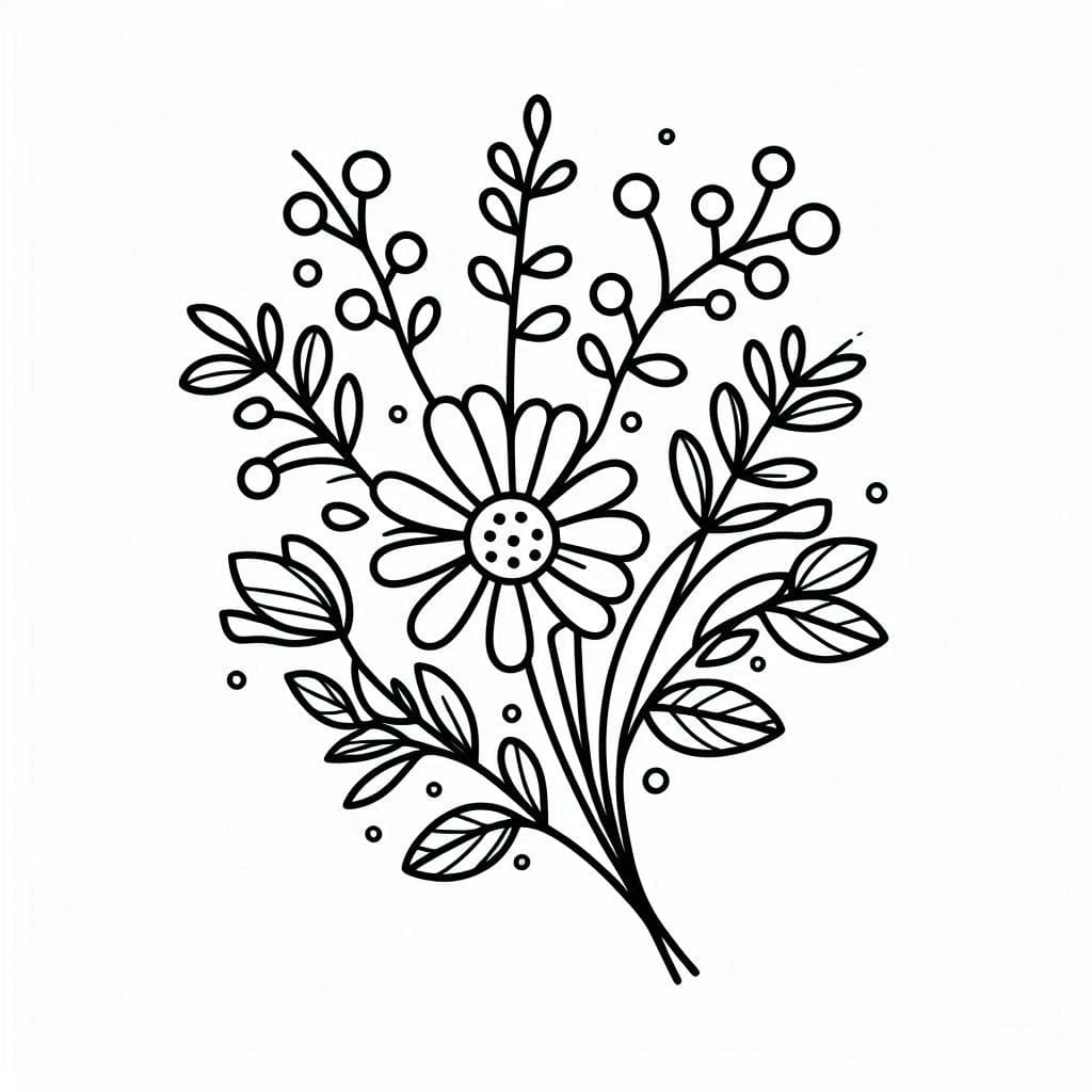 Blomsterbuket gratis for børn Tegninger til Farvelægning