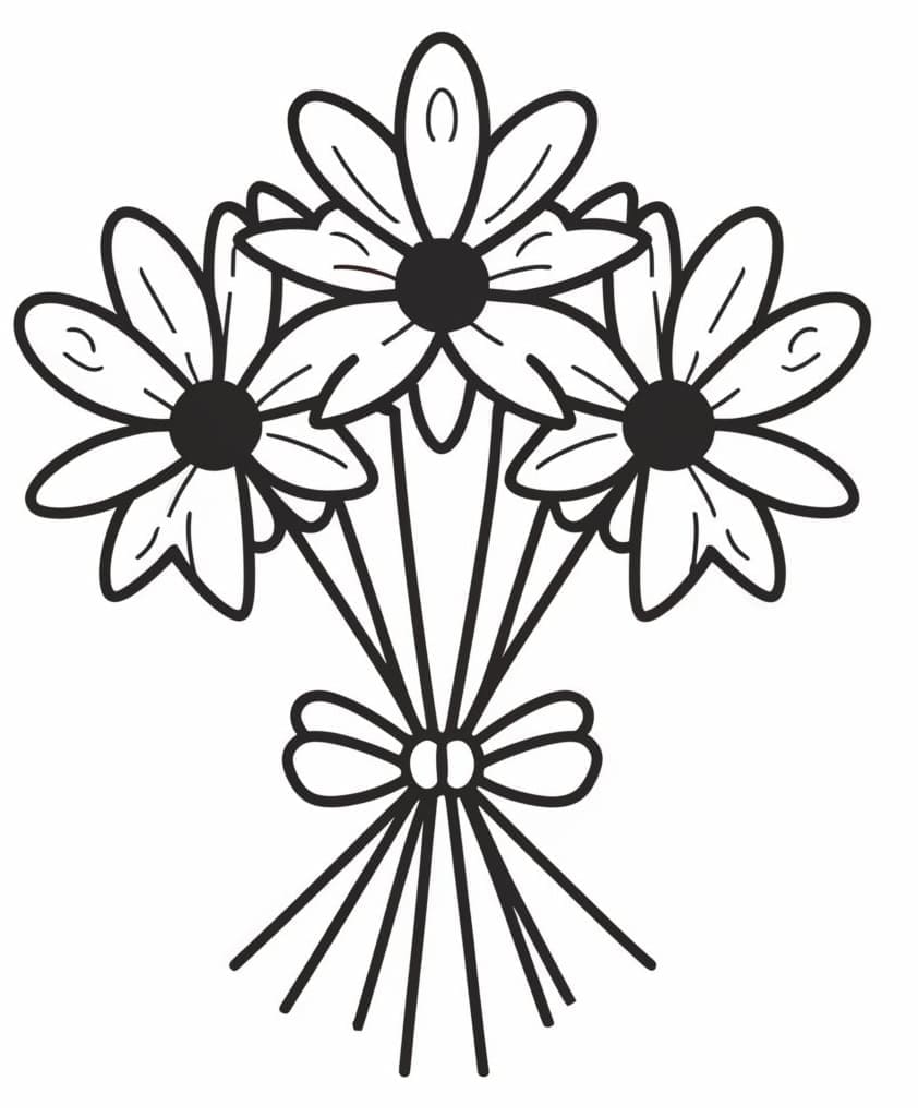 Blomsterbuket Gratis printbar Tegninger til Farvelægning