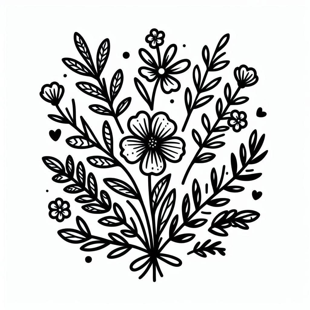 Blomsterbuket nemt Tegninger til Farvelægning