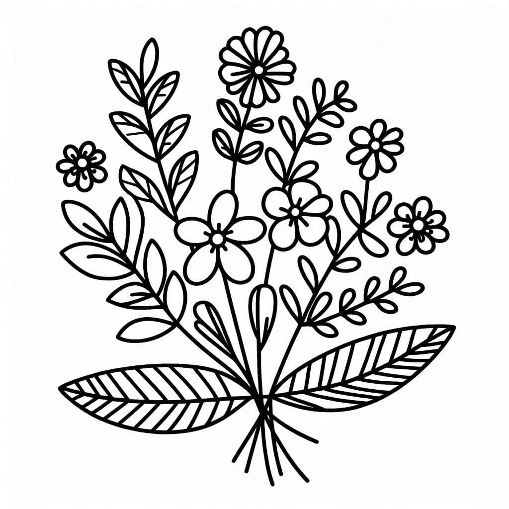 Blomsterbuket tegning Tegninger til Farvelægning